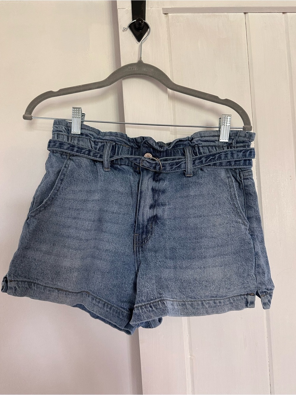 KanCan Blue Paperbag Waist Denim Shorts